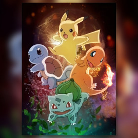 Diamond painting Pokémon Pikachu Bulbasaur Squirtle Charmander strass brillanti
