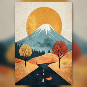 Strada verso Monte Fuji autunno diamond painting strass lucidi