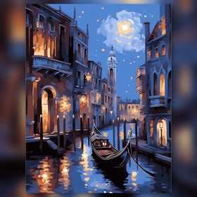 Gondola Venezia luna piena tela pittura diamante strass brillanti