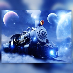 Diamond painting kit Locomotive Onirique sous les Étoiles sparkling rhinestones on canvas