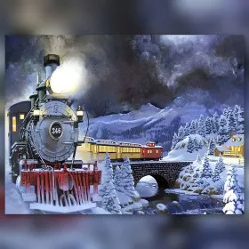 Diamond painting kit Locomotive 346 dans l'Hiver Enneigé sparkling rhinestones on canvas