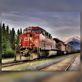 CP freight train diamond painting Rocky Mountains shiny rhinestones kit