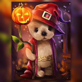 Halloween wizard teddy bear diamond painting shiny rhinestones