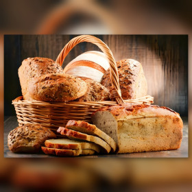 Finished diamond painting canvas rustic bread basket shiny rhinestones