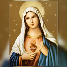 Vergine Maria Sacro Cuore alone dorato diamond painting strass lucenti