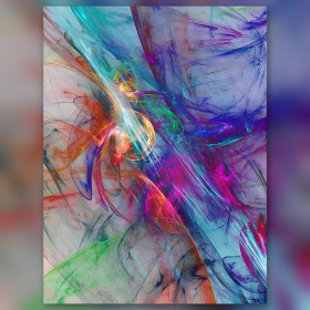 Diamond Painting Leinwand mit bunten fraktalen Lichtwirbeln und glänzenden Strasssteinen