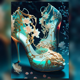 Türkis und goldene Pumps Diamond Painting Strass Stickerei Kit