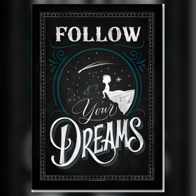 Diamond Painting Leinwand Folge Deinen Träumen Mädchen Silhouette Sterne glänzende Strasssteine