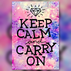 Diamond painting canvas Keep Calm and Carry On kleurrijke sterrenhemel achtergrond glinsterende steentjes