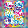Duo de dalmatiens colorés en diamond painting avec strass brillants