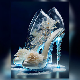 Talons Cendrillon roses givrées strass brillants diamond painting broderie diamant