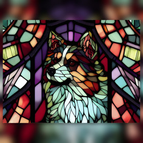 Toile de diamond painting Chien Vitrail aux Couleurs Éclatantes broderie diamant kit complet