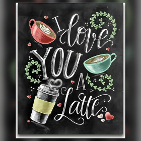 Diamond Painting I Love You A Latte Kaffeetassen glänzende Strass Leinwand
