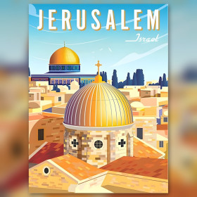 Toile diamond painting Jérusalem dôme doré strass brillants