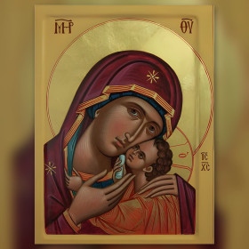 Orthodox icon Virgin Mary and Child Jesus diamond painting shiny rhinestones