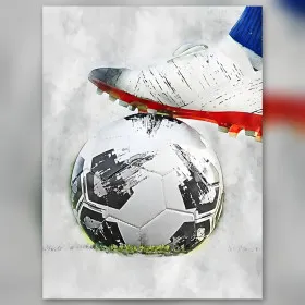 Soccer cleat on ball diamond painting shiny rhinestones artwork