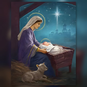 Diamond Painting Geburt Christi Madonna mit Kind Bethlehem Stern Strasssteine