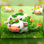 Vache kawaii aux champignons rouges broderie diamant strass brillants