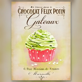 Vintage Schokoladen Felix Potin Cupcake Diamond Painting glänzende Strasssteine