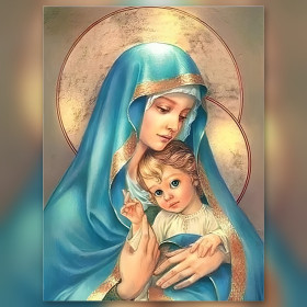 Diamond painting kit Vierge Marie et Enfant Jésus en Broderie Diamant sparkling rhinestones on canvas