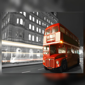 Diamond painting kit Bus Rouge de Londres sous les Lumières Nocturnes sparkling rhinestones on canvas