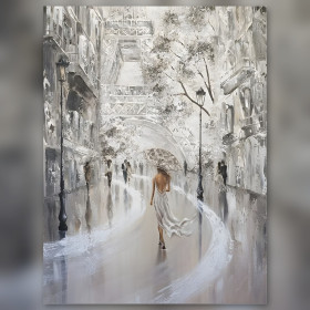 Kit pittura diamante Élégance Parisienne sous la Pluie strass scintillanti su tela