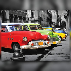 Colorful classic American cars diamond painting shiny rhinestones kit