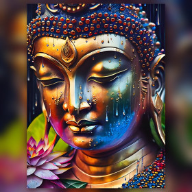 Buddha con lacrime di loto diamond painting strass lucidi colorati