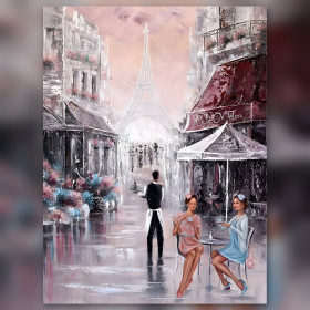 Diamond Painting Paris Terrasse Café Eiffelturm funkelnde Strasssteine