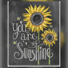 Diamond painting doek gele zonnebloemen you are my sunshine glanzende steentjes