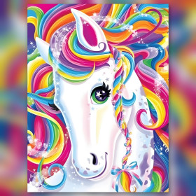 Diamond painting kit Licorne Arc-en-Ciel Souriante fonkelende steentjes op canvas
