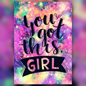 Diamond Painting Set Galaxie Girl : Citation Inspirante sous les Étoiles glitzernde Steine auf Leinwand