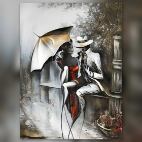 Diamond painting coppia romantica ombrello strass brillanti tela urbana