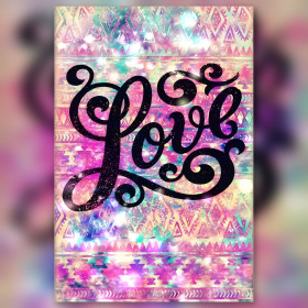 Psychadelisch love diamond painting doek met sprankelende kleurrijke steentjes
