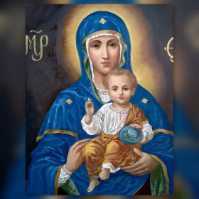 Vierge Marie et Enfant Jésus icône broderie diamant strass brillants