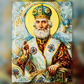 Icona ortodossa San Nicola pittura a diamanti strass lucidi colorati