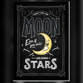 Black diamond painting canvas smiling moon stars shiny rhinestones