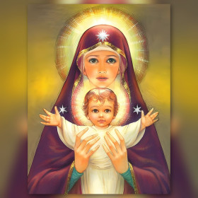 Jungfrau Maria und Jesuskind Diamond Painting glänzende Strasssteine himmlisches Licht