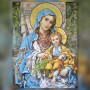 Virgin Mary and Baby Jesus diamond painting kit shiny rhinestones blue gold