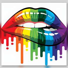 Bouche arc-en-ciel dégoulinante en diamond painting strass brillants