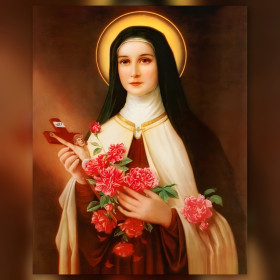 Heilige Theresia van Lisieux met rozen diamant schilderij