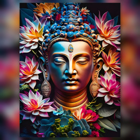 Buddha bicolore con loto splendenti diamond painting strass lucenti