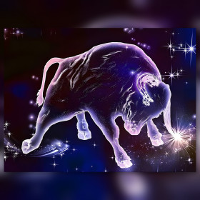 Toro celeste viola nebulosa strass brillanti dipinto a diamante finito