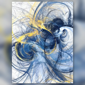 Abstract energy flow diamond painting blue yellow sparkling rhinestones art