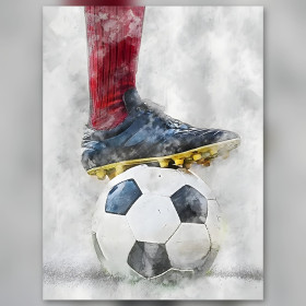 Jambe de footballeur aquarelle sur ballon diamond painting strass brillants