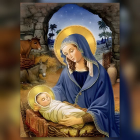 Vierge Marie et Enfant Jésus diamond painting strass brillants