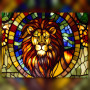 Toile de diamond painting Lion de Vitrail Flamboyant broderie diamant kit complet