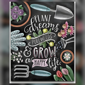 Vintage Diamantmalerei Garten Träume Zitat Werkzeuge Blumen glänzende Strasssteine