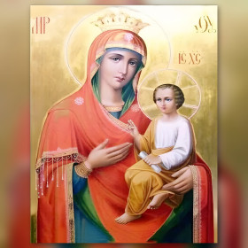 Orthodox icon Virgin Mary and Child Jesus diamond painting shiny rhinestones