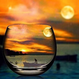  Tramonto su vetro Diamond Painting Vetreria